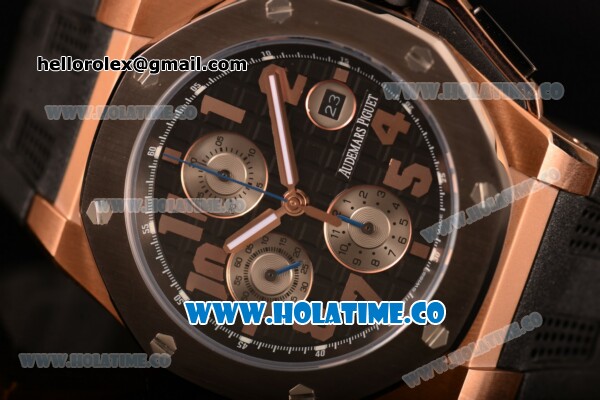 Audemars Piguet Royal Oak Offshore Clone AP Calibre 3126 Automatic Rose Gold with Arabic Numeral Markers and Black Dial - Steel Bezel (EF) - Click Image to Close